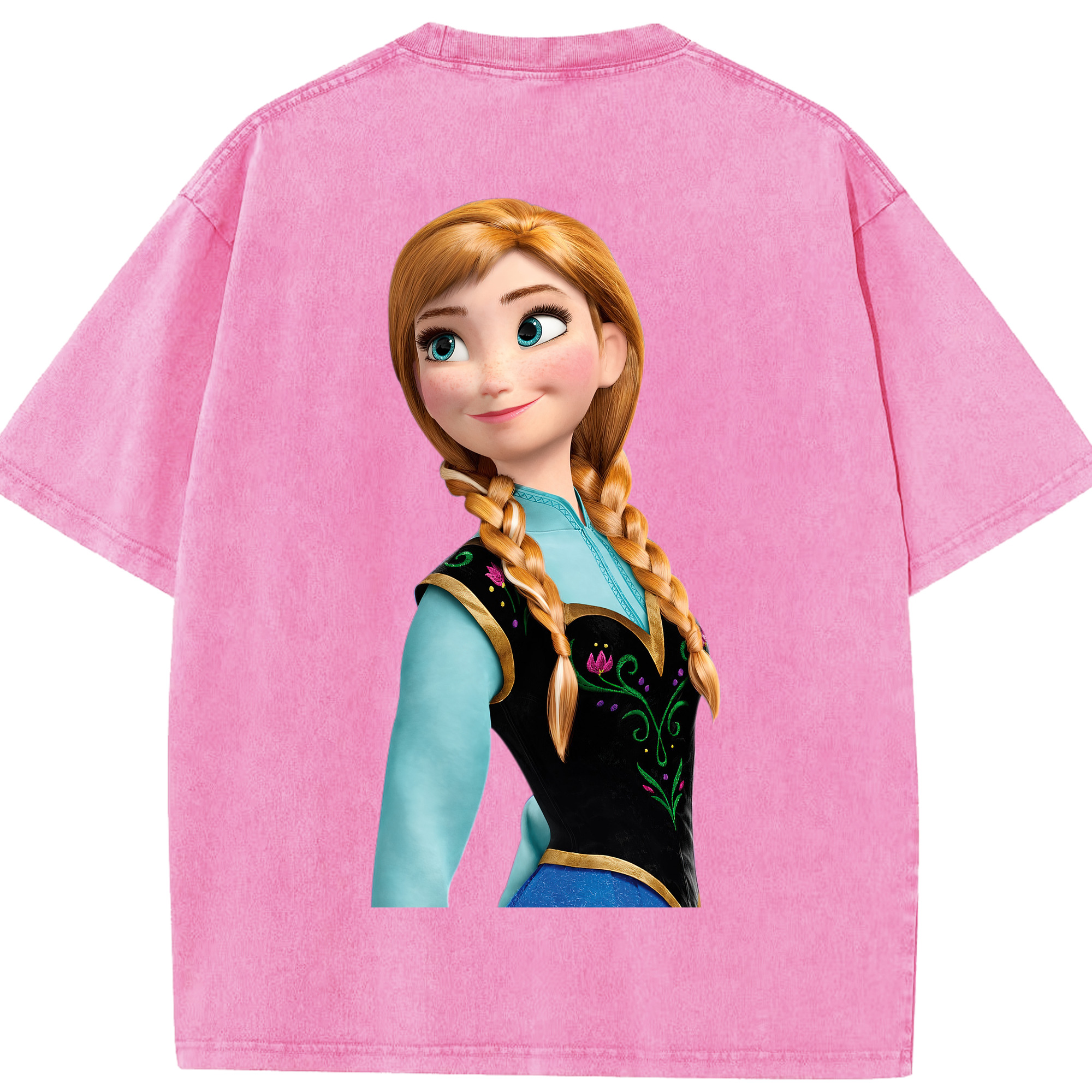（画像用） アナと雪の女王 アンナ エルサ Frozen Anna Elsa 綿100% ヴィンテージ風 半袖Tシャツ（背面プリント）